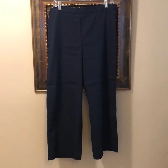 Theory Linen blend pull-on, front pockets, elastic back/waist, faux fly pants - Picture 2 of 8